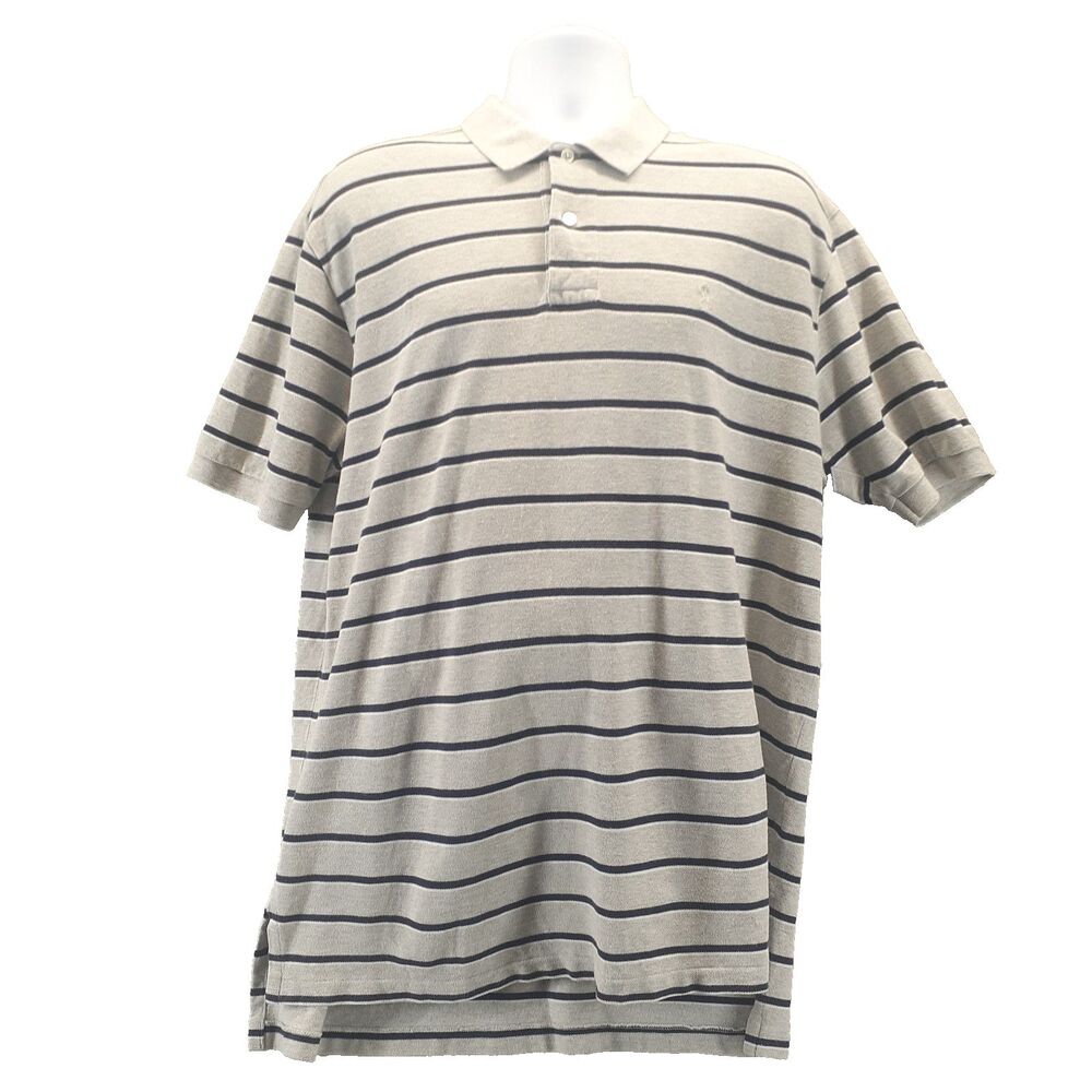 Polo Ralph Lauren Men Sz XL Polo Blue Gray Stripe Short Sleeve Shirt Preppy
